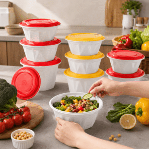 Food-Grade PP Plastic Takeout Containers | Microwave & Freezer Safe Disposable Meal Bowls with Tamper-Evident Lids | Reusable Leak-Resistant Meal Prep Bowls for Restaurant, Delivery & Home