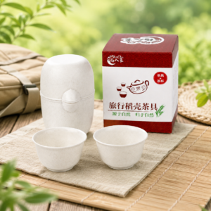 Portable Rice Husk Travel Tea Set for 6 – Eco-Friendly Kung Fu Tea Set with Brewing Bowl, Built-in Strainer, 6 Tea Cups & Serving Cup | Food-Grade, Heat-Resistant, BPA-Free | Chinese Tea Ceremony Set for Travel, Office & Outdoor