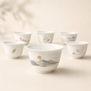 Eco-Friendly Rice Husk Tea Cups | Biodegradable Small Kung Fu Tea Cups | Custom Logo Sustainable Tea Set Cups