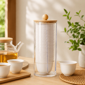 Rice Husk Tea Cups with Holder | Eco-Friendly Biodegradable Small Tea Cups | Heat Resistant Reusable Tea Tasting Cups for Home, Office & Teahouse