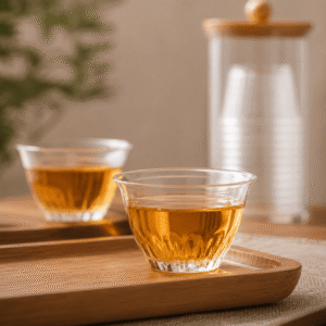 Crystal Clear Rice Husk Tea Cups | Disposable Transparent Small Tea Tasting Cups | Food-Grade Lightweight Kung Fu Tea Cups for Home, Teahouse & Hospitality