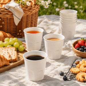 Eco-Friendly Disposable Rice Husk Cups | 150ml Biodegradable Hexagon Coffee & Tea Cups | Food-Grade Natural Hot & Cold Drink Cups for Cafe, Hotel, Office, Picnic & Outdoor