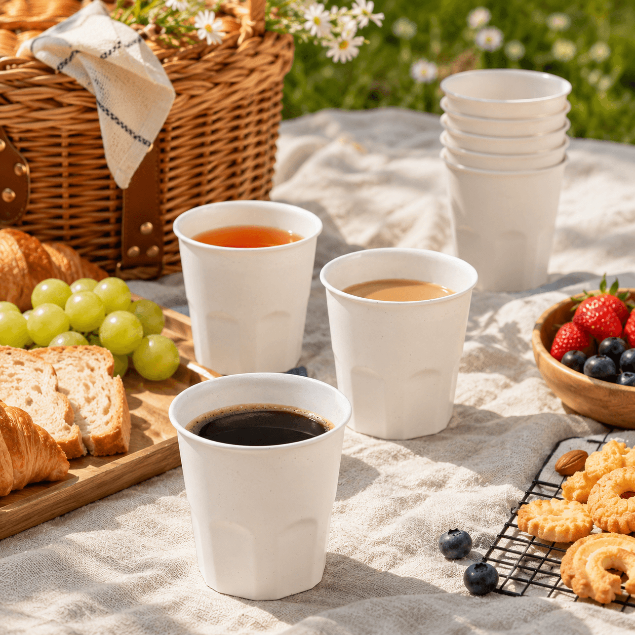 Eco-Friendly Disposable Rice Husk Cups | 150ml Biodegradable Hexagon Coffee & Tea Cups | Food-Grade Natural Hot & Cold Drink Cups for Cafe, Hotel, Office, Picnic & Outdoor