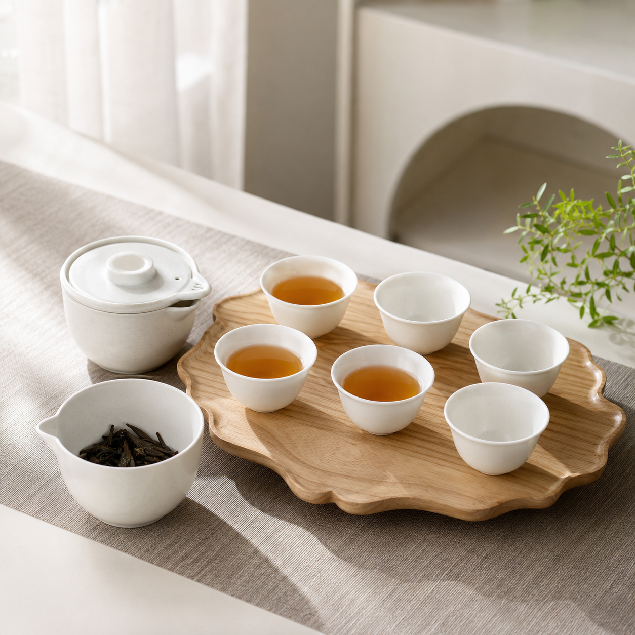 Portable Rice Husk Travel Tea Set for 6 – Eco-Friendly Kung Fu Tea Set with Brewing Bowl, Built-in Strainer, 6 Tea Cups & Serving Cup | Food-Grade, Heat-Resistant, BPA-Free | Chinese Tea Ceremony Set for Travel, Office & Outdoor