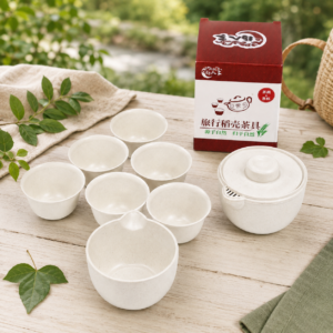 Portable Rice Husk Travel Tea Set for 6 – Eco-Friendly Kung Fu Tea Set with Brewing Bowl, Built-in Strainer, 6 Tea Cups & Serving Cup | Food-Grade, Heat-Resistant, BPA-Free | Chinese Tea Ceremony Set for Travel, Office & Outdoor