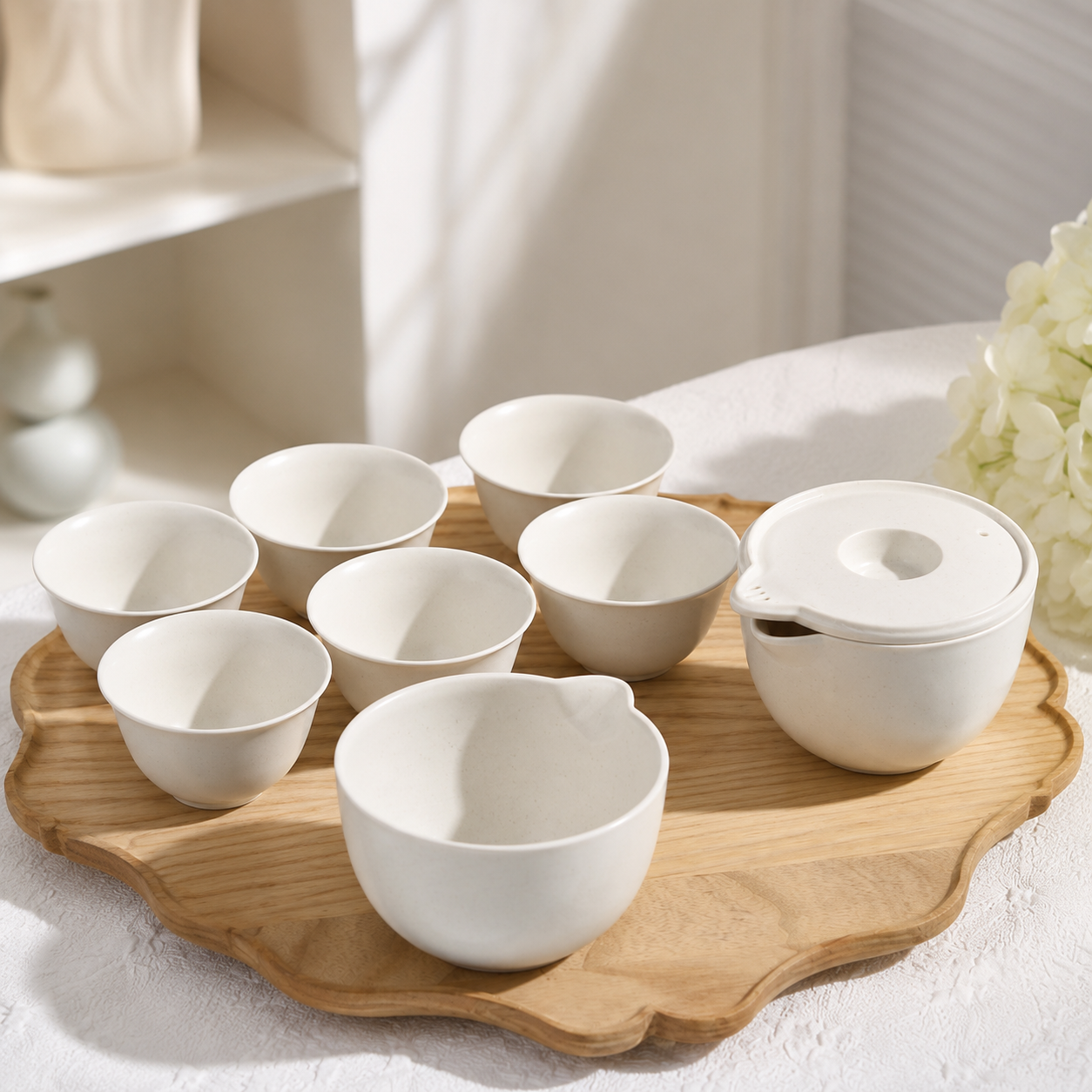 Portable Rice Husk Travel Tea Set for 6 – Eco-Friendly Kung Fu Tea Set with Brewing Bowl, Built-in Strainer, 6 Tea Cups & Serving Cup | Food-Grade, Heat-Resistant, BPA-Free | Chinese Tea Ceremony Set for Travel, Office & Outdoor