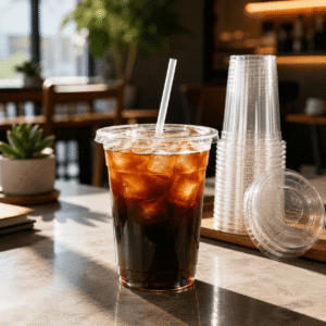 Food-Grade PET Disposable Cups | Crystal Clear Plastic Cold Drink Cups with Flat, Sip & Dome Lids | Custom Packaging PET Cups for Iced Coffee, Juice, Smoothies, Milk Tea & Takeaway