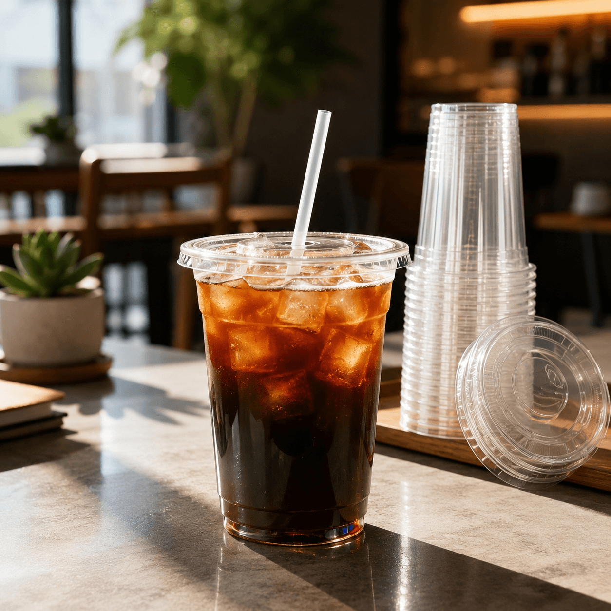 Food-Grade PET Disposable Cups | Crystal Clear Plastic Cold Drink Cups with Flat, Sip & Dome Lids | Custom Packaging PET Cups for Iced Coffee, Juice, Smoothies, Milk Tea & Takeaway
