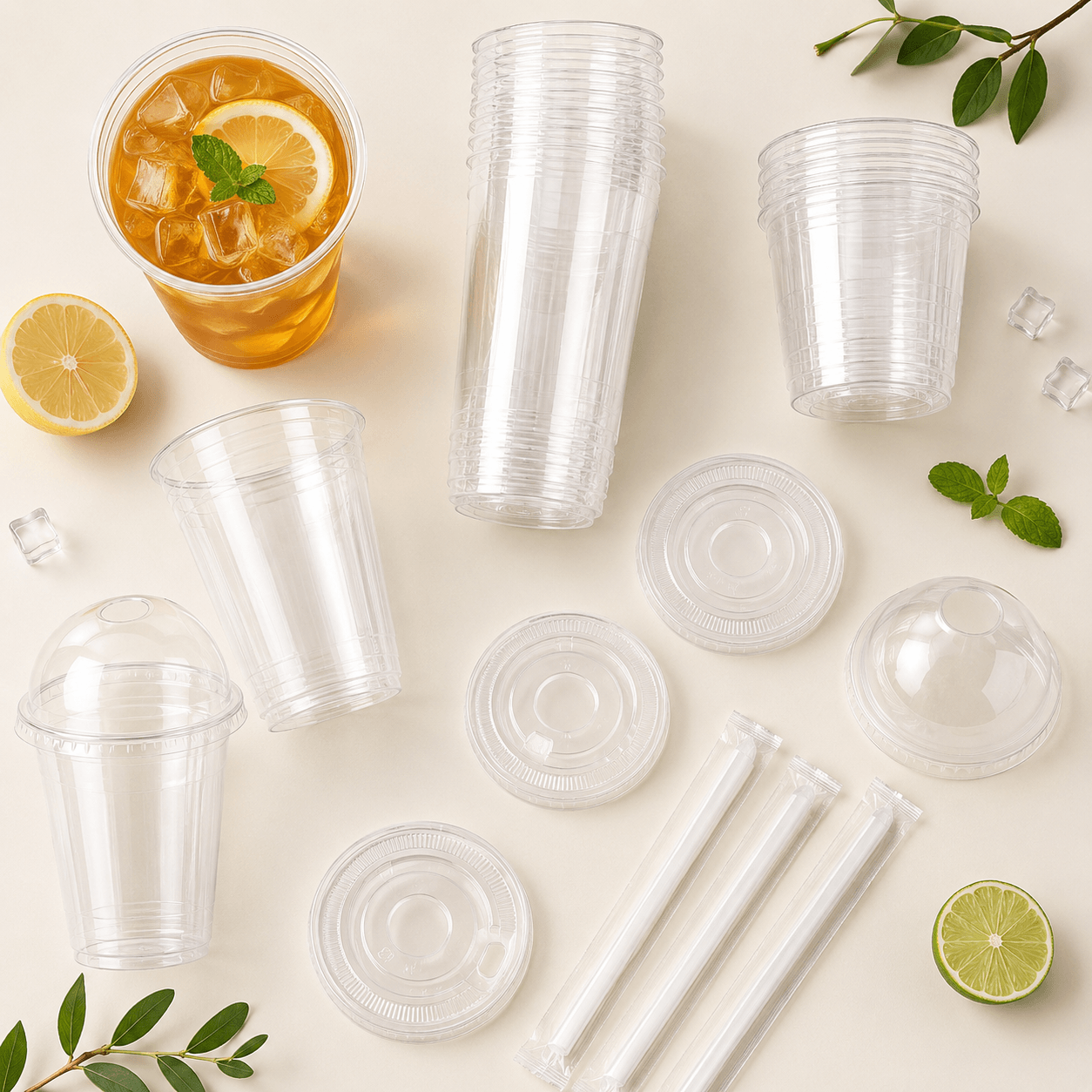 90mm Food-Grade PET Disposable Cups with Lids | 10oz–16oz Clear Plastic Cold Drink Cups for Iced Coffee, Bubble Tea, Juice & Smoothies | Custom Logo Packaging Wholesale Quick Product Overview