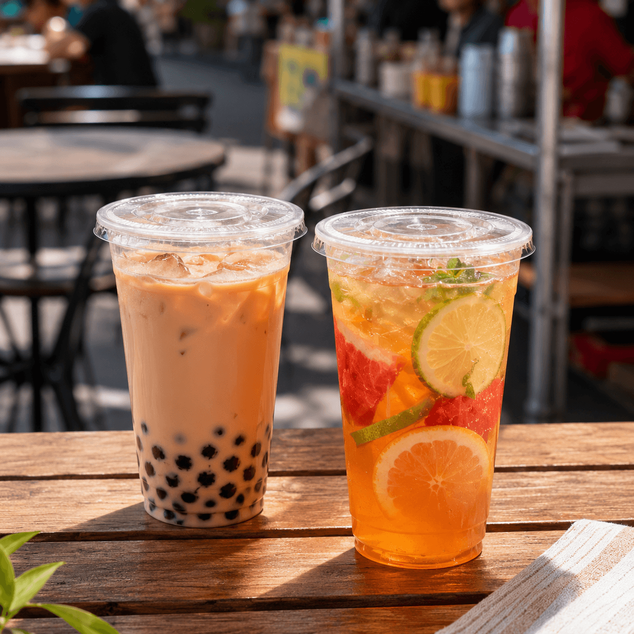 Food-Grade PET Disposable Cold Drink Cups with Lids | Crystal Clear Plastic Cups for Iced Coffee, Bubble Tea, Juice & Smoothies | Custom Logo and Packaging Wholesale